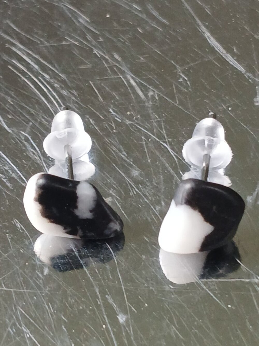 Zebra Jasper Crystal Chip Hypoallergenic Stud Earrings